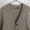 Leather Button Wool Cardigan