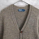 Leather Button Wool Cardigan - NEWSED