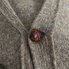 Leather Button Wool Cardigan