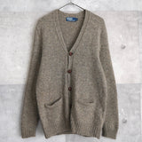 Leather Button Wool Cardigan - NEWSED