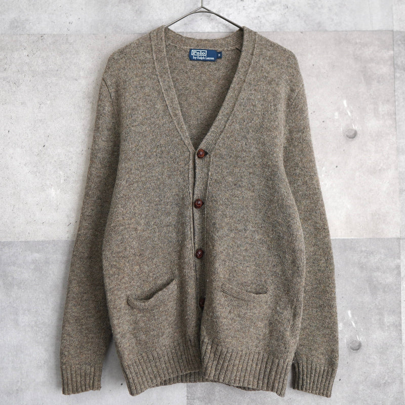 Leather Button Wool Cardigan - NEWSED