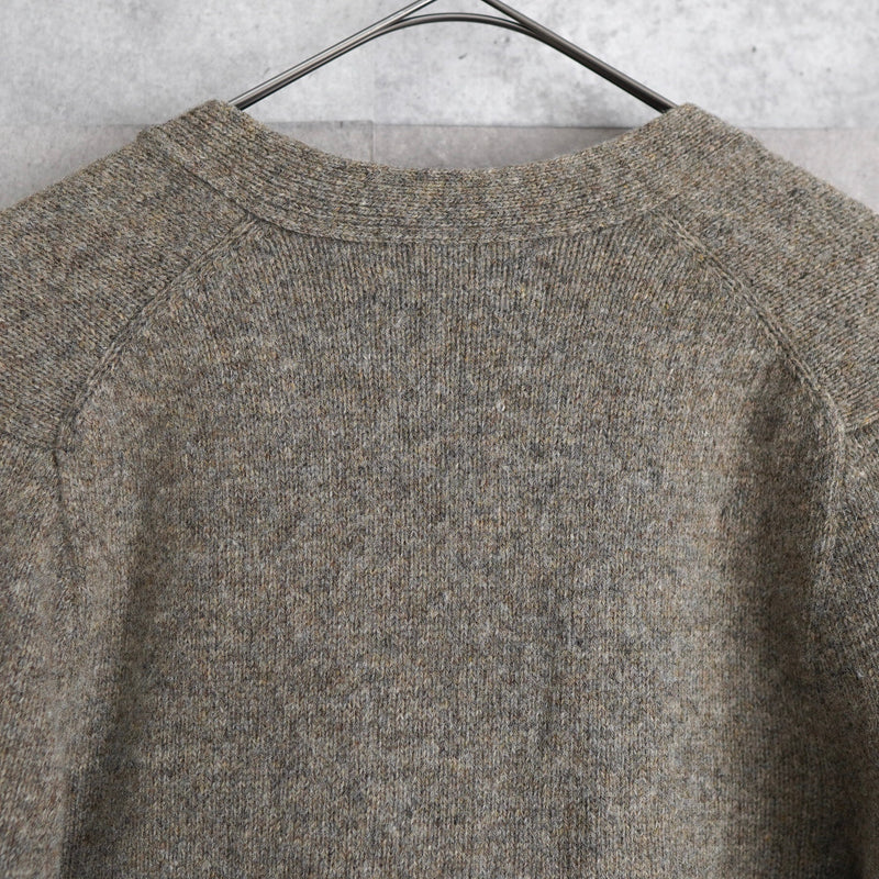 Leather Button Wool Cardigan - NEWSED