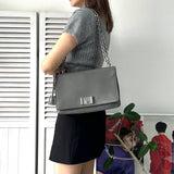 Leather Chain Shoulder Bag - NEWSED