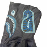 ア ベイシング エイプ LEATHER SHARK HOODIE JACKET シャークパーカー レザージャケット ネイビー M メンズ - NEWSED