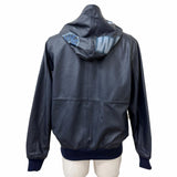 ア ベイシング エイプ LEATHER SHARK HOODIE JACKET シャークパーカー レザージャケット ネイビー M メンズ - NEWSED