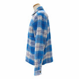 シュプリーム LINED FLANNEL SNAP SHIRT バックロゴ刺繍 裏地ボア 長袖シャツ ジャケット ブルー M メンズ - NEWSED