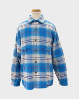 シュプリーム LINED FLANNEL SNAP SHIRT バックロゴ刺繍 裏地ボア 長袖シャツ ジャケット ブルー M メンズ - NEWSED