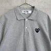 プレイ コムデギャルソン ハートロゴパッチ 半袖ポロシャツ グレー LLサイズ AD2008