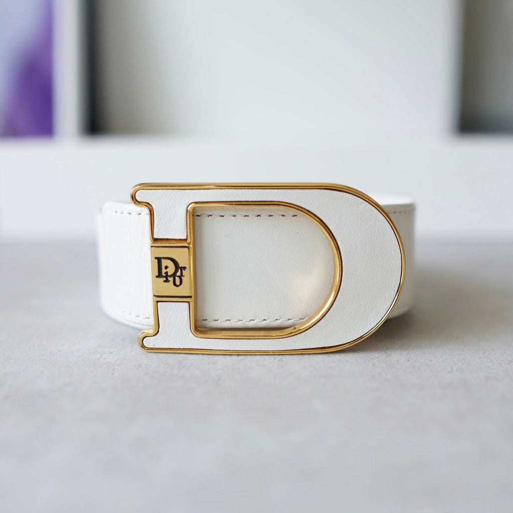 Logo buckle leather belt