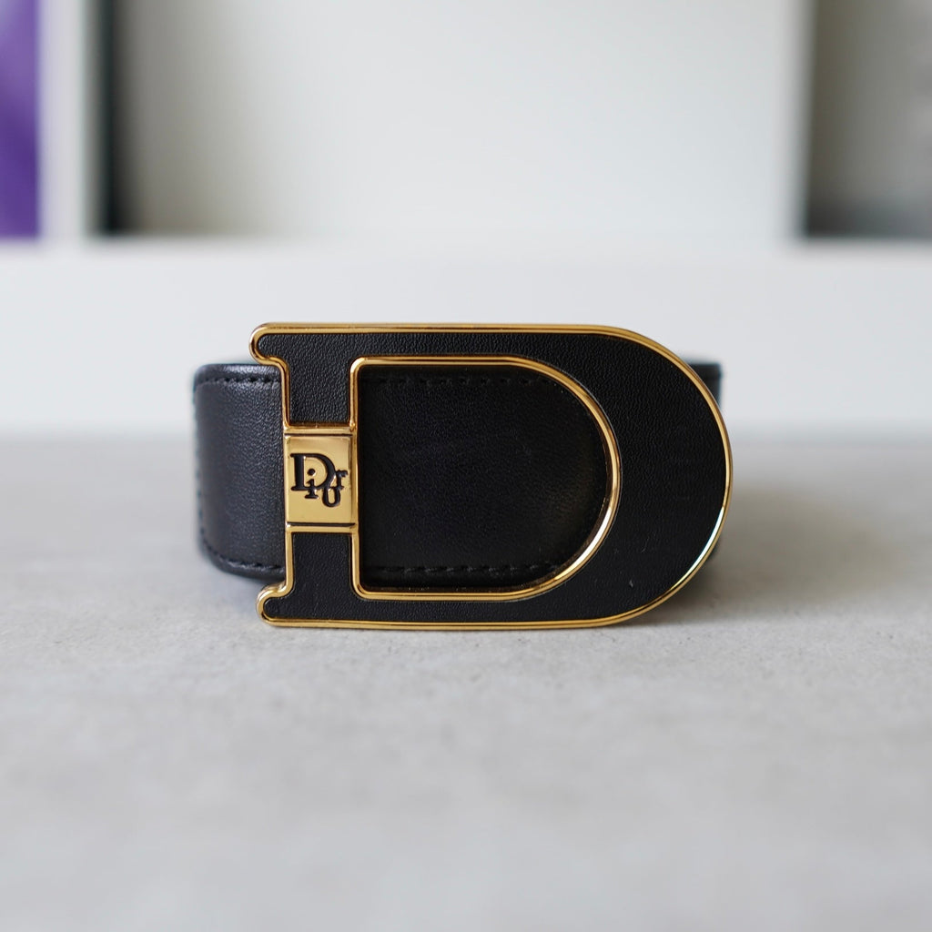 Logo buckle leather belt