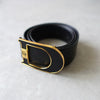 Logo buckle leather belt