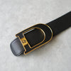 Logo buckle leather belt