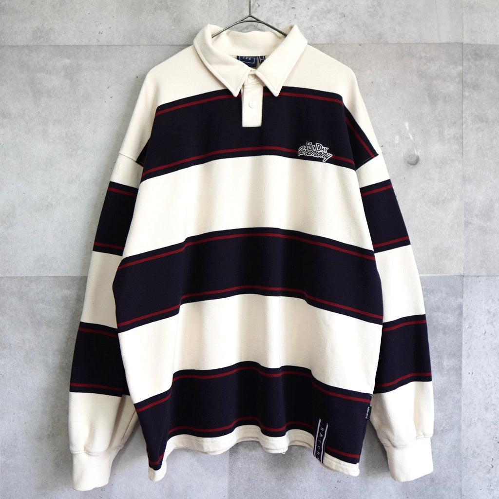 Logo Design Stripe Collar Sweatshirt