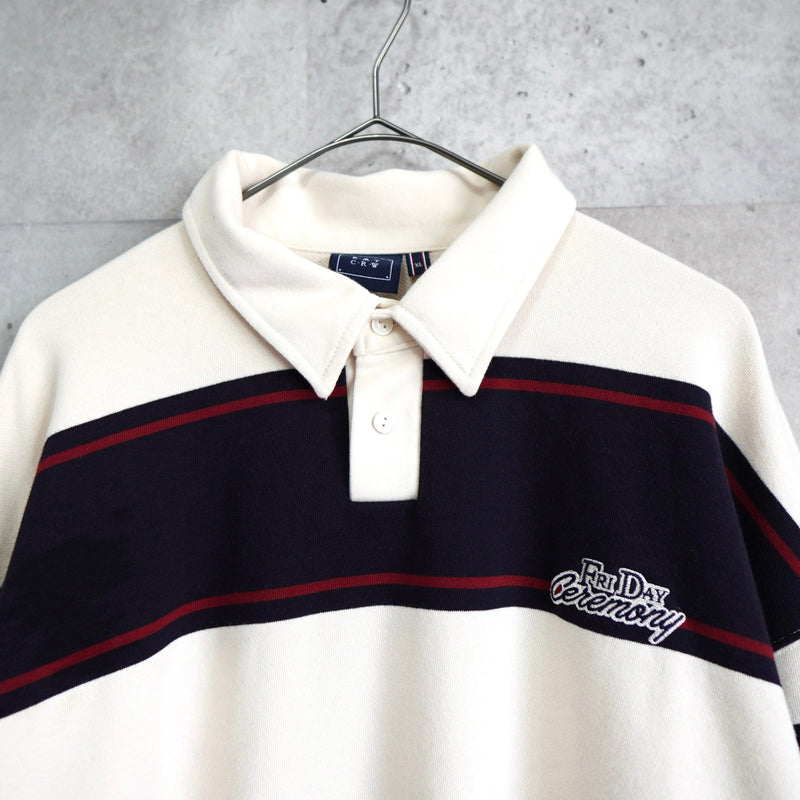 Logo Design Stripe Collar Sweatshirt - NEWSED