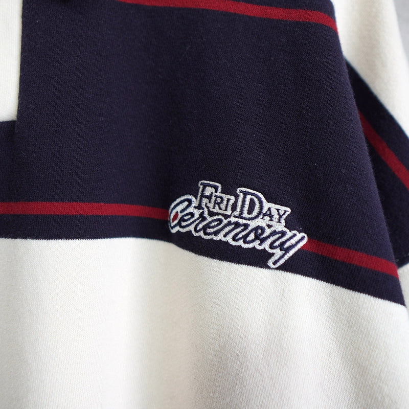 Logo Design Stripe Collar Sweatshirt - NEWSED