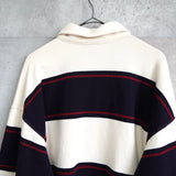 Logo Design Stripe Collar Sweatshirt - NEWSED