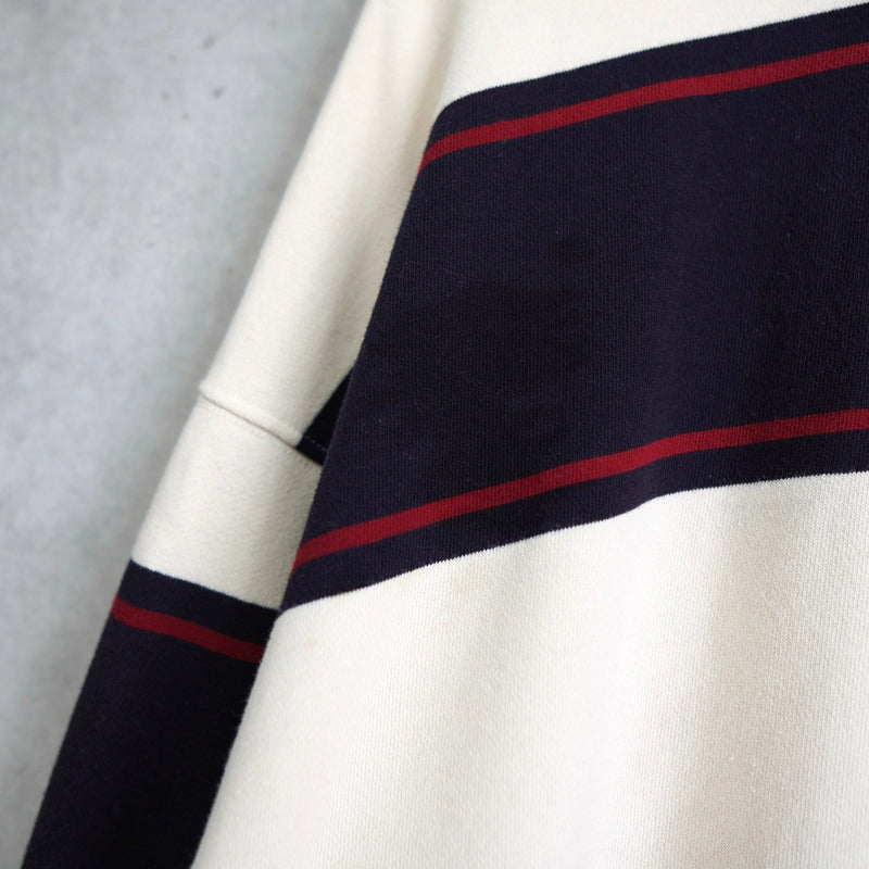 Logo Design Stripe Collar Sweatshirt - NEWSED