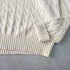 Logo Embroidery Cable Knit Collar Sweater