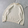 Logo Embroidery Cable Knit Collar Sweater
