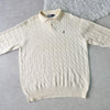 Logo Embroidery Cable Knit Collar Sweater