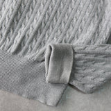 Logo Embroidery Cable Knit Collar Sweater - NEWSED