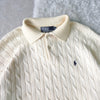 Logo Embroidery Cable Knit Collar Sweater