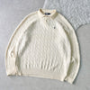 Logo Embroidery Cable Knit Collar Sweater