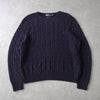 Logo Embroidery Cable Knit Sweater