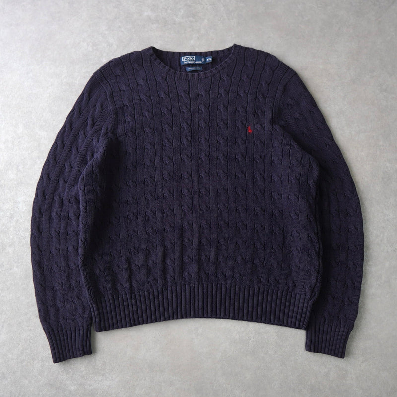 Logo Embroidery Cable Knit Sweater - NEWSED