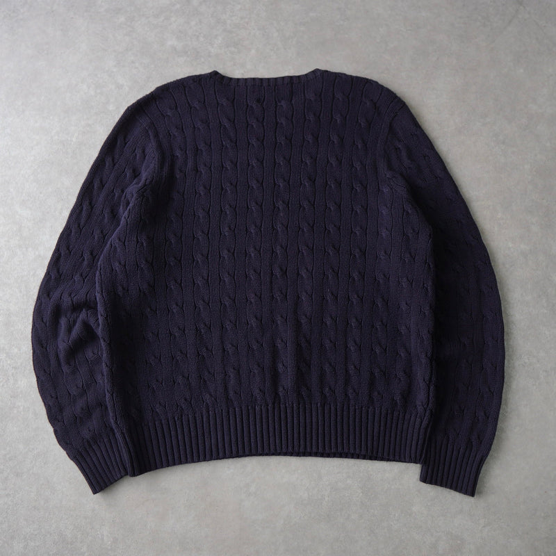 Logo Embroidery Cable Knit Sweater - NEWSED