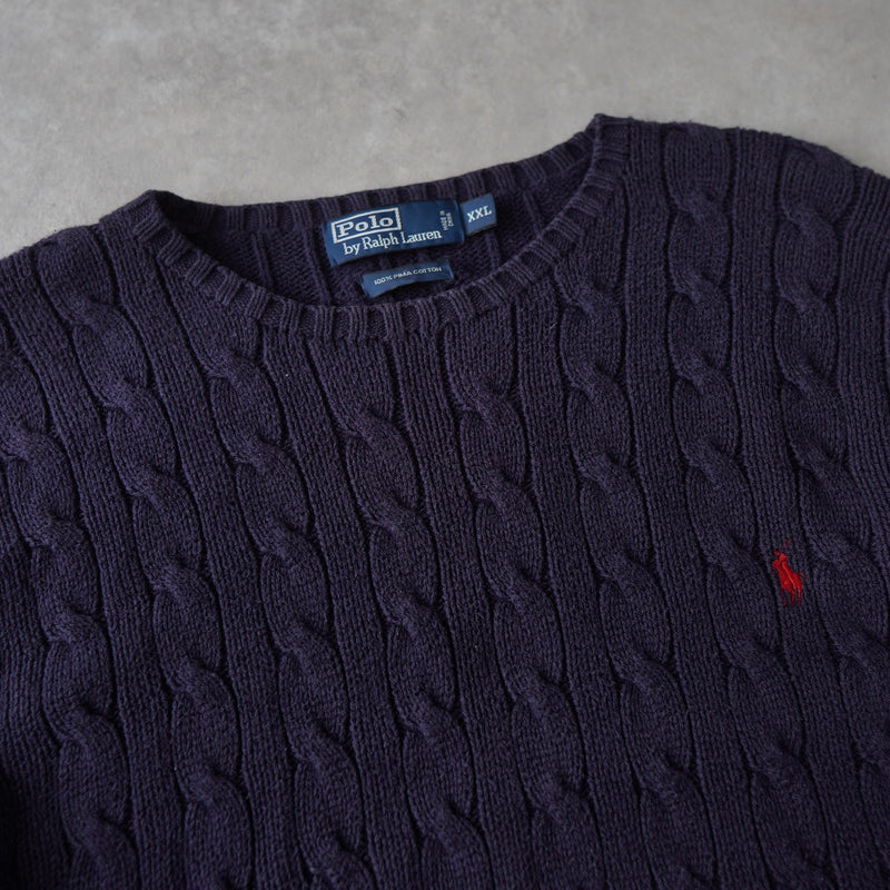 Logo Embroidery Cable Knit Sweater - NEWSED