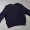 Logo Embroidery Cable Knit Sweater