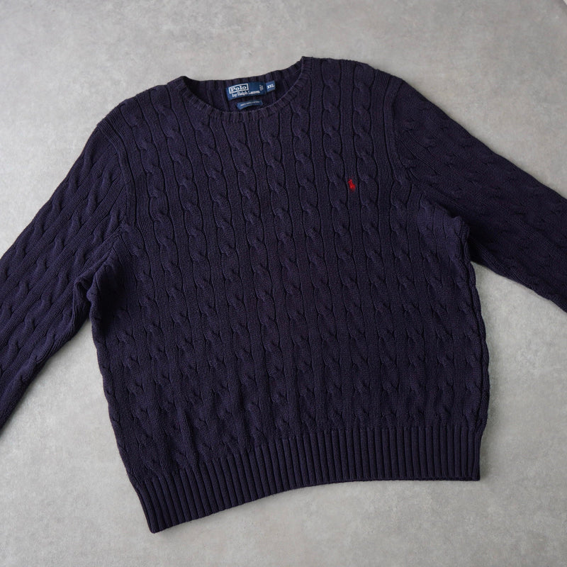 Logo Embroidery Cable Knit Sweater - NEWSED