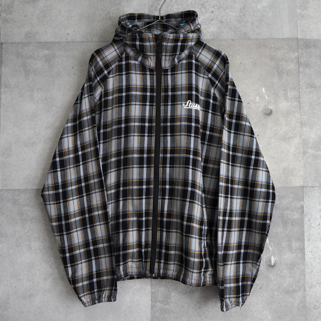 Logo Embroidery Check Zip-up Hooded Jacket