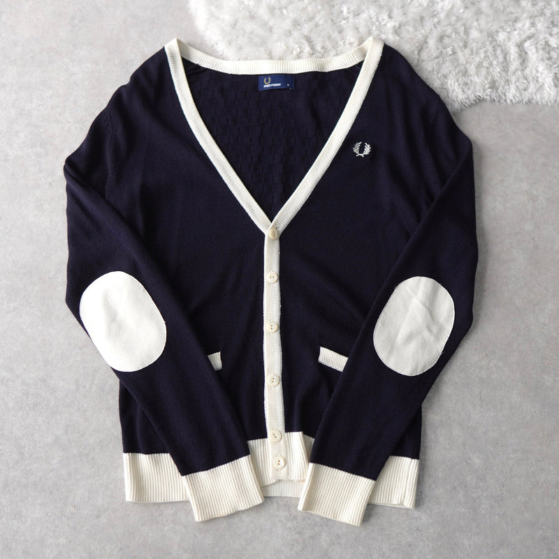 Logo Embroidery Elbow Patch Cardigan - NEWSED