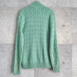 Logo Embroidery Half - zip Cable Knit Sweater - NEWSED