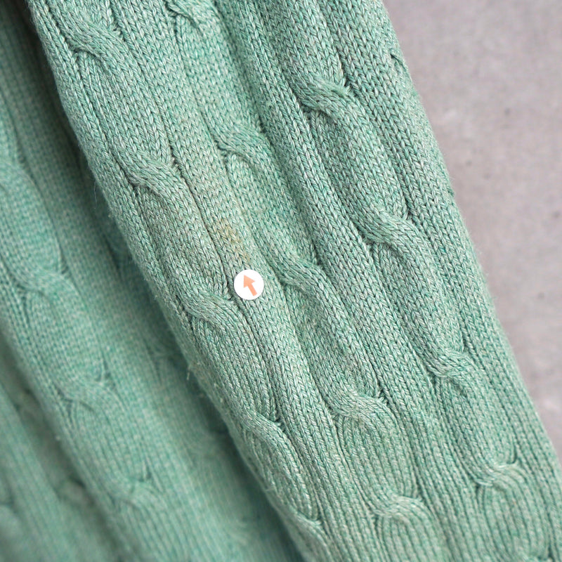 Logo Embroidery Half - zip Cable Knit Sweater - NEWSED