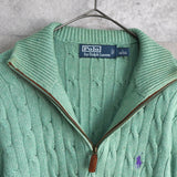 Logo Embroidery Half - zip Cable Knit Sweater - NEWSED