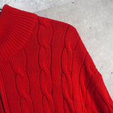 Logo Embroidery Half - zip Cable Knit Sweater - NEWSED