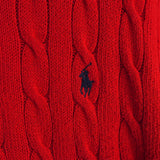 Logo Embroidery Half - zip Cable Knit Sweater - NEWSED