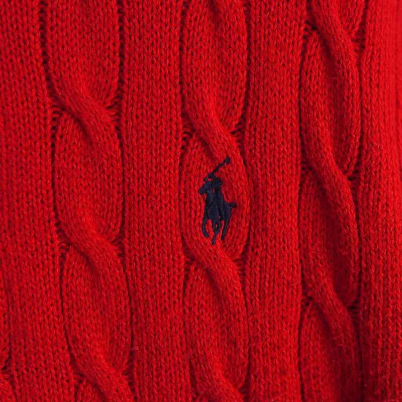 Logo Embroidery Half - zip Cable Knit Sweater - NEWSED
