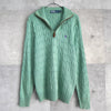 Logo Embroidery Half-zip Cable Knit Sweater