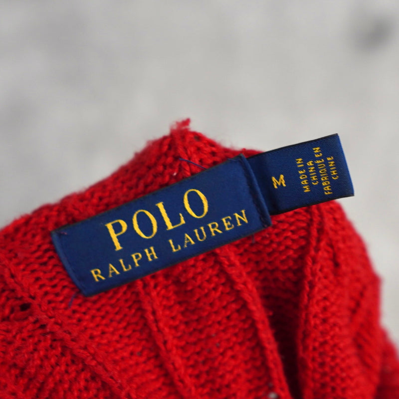Logo Embroidery Half - zip Cable Knit Sweater - NEWSED