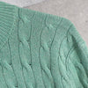 Logo Embroidery Half-zip Cable Knit Sweater