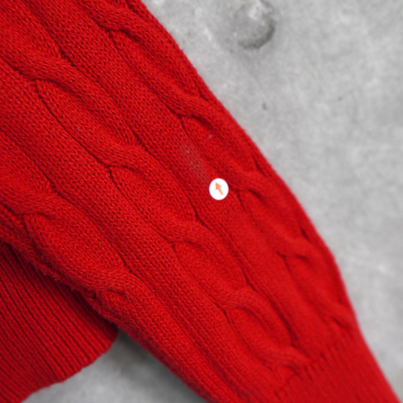 Logo Embroidery Half - zip Cable Knit Sweater - NEWSED