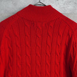 Logo Embroidery Half - zip Cable Knit Sweater - NEWSED