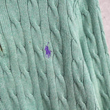 Logo Embroidery Half - zip Cable Knit Sweater - NEWSED