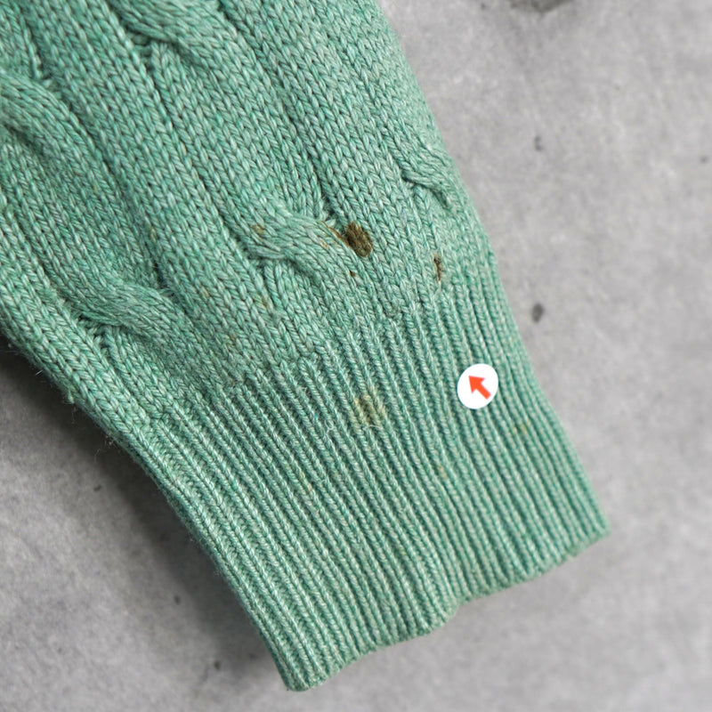 Logo Embroidery Half - zip Cable Knit Sweater - NEWSED