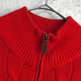 Logo Embroidery Half - zip Cable Knit Sweater - NEWSED