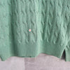 Logo Embroidery Half-zip Cable Knit Sweater